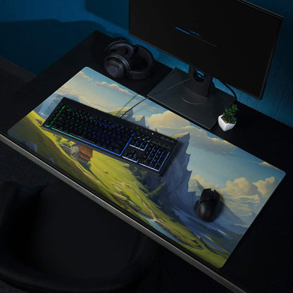 Epic Mountain Landscape Gaming Mouse Pad with vibrant alpine scene