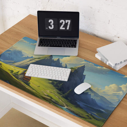 Epic mountain landscape gaming mouse pad with vibrant alpine scene