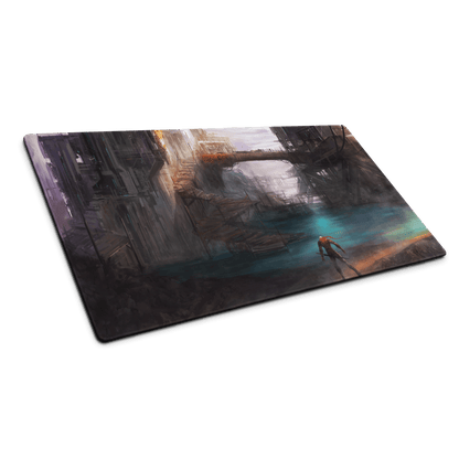 Epic sci-fi dystopian city gaming mouse pad with large size and non-slip base