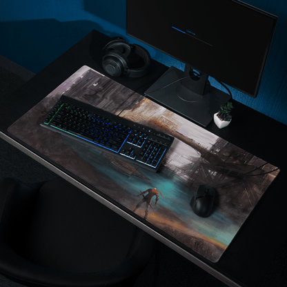 Epic sci-fi dystopian city gaming mousepad with non-slip base