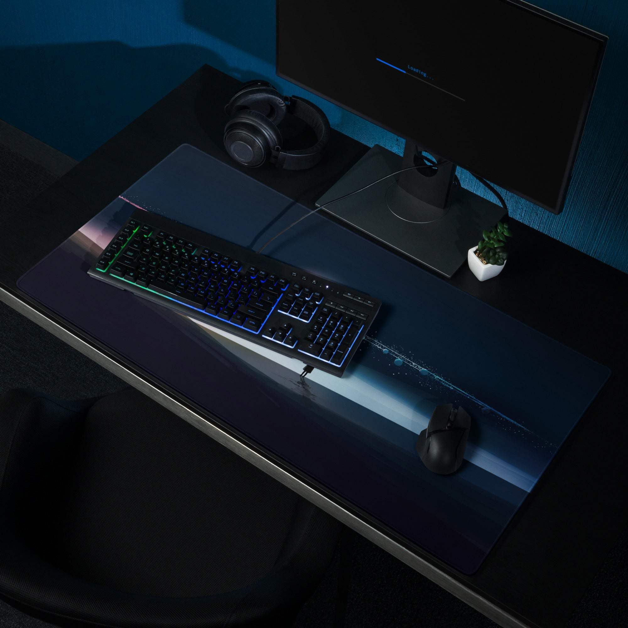 Cinematic night sky gaming mouse pad with large non-slip surface