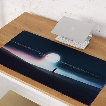 Cinematic night sky gaming mouse pad with cosmic scene and starry sky