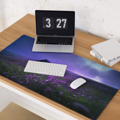 Epic Landscape Purple Twilight large gaming mouse pad with purple green field design