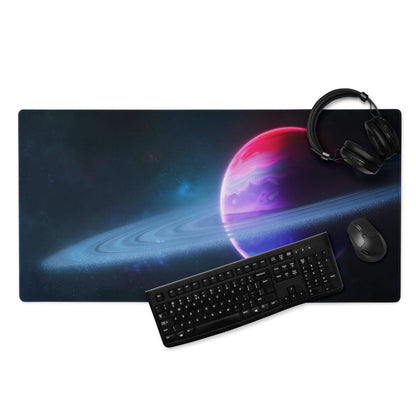 Cosmic Galaxy large gaming mouse pad with pink purple planet nebulae design