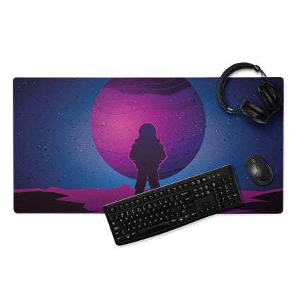 Cosmic astronaut purple neon night large gaming mouse pad