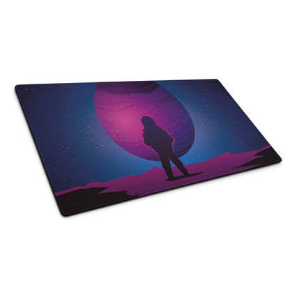 Cosmic astronaut purple neon gaming mouse pad with stars