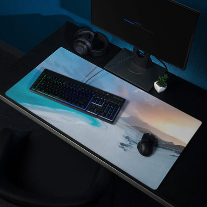 Coastal Ocean Blue Sunset Serenity large gaming mouse pad with beach sunset design