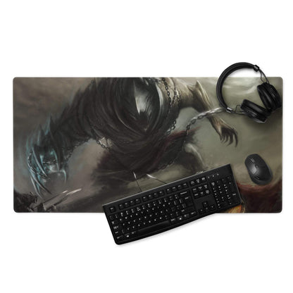Dark fantasy chained armored figure gaming mouse pad large
