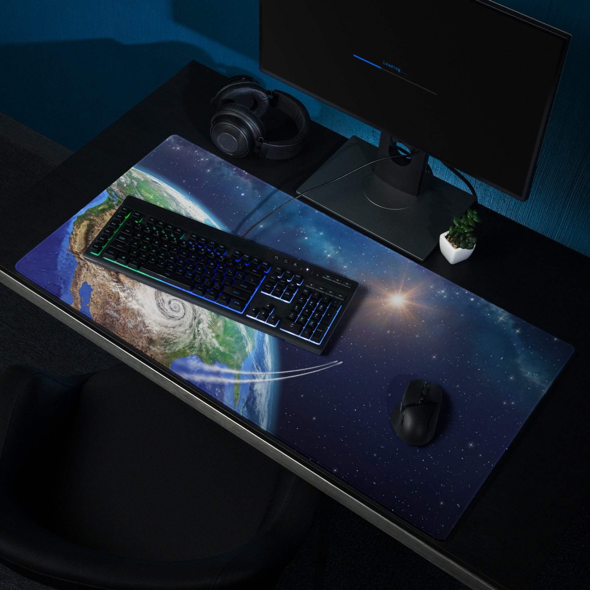Stellar Earth from space cosmic gaming mousepad, ultra large non-slip