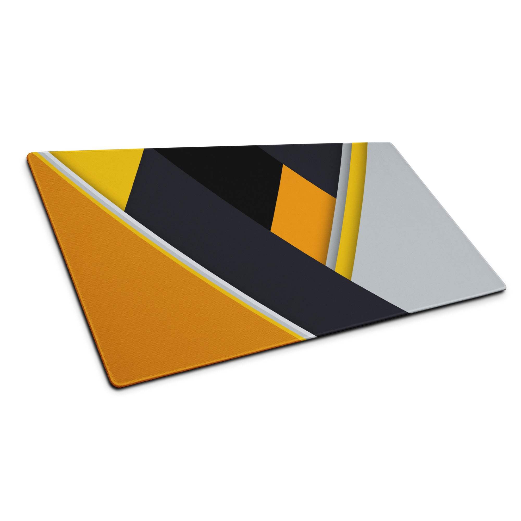 Sleek geometric bold mouse pad in bright yellow black gray high traction design