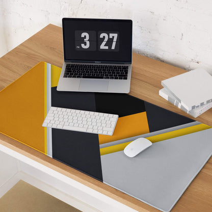 Geometric bold yellow black gray gaming mouse pad with high traction