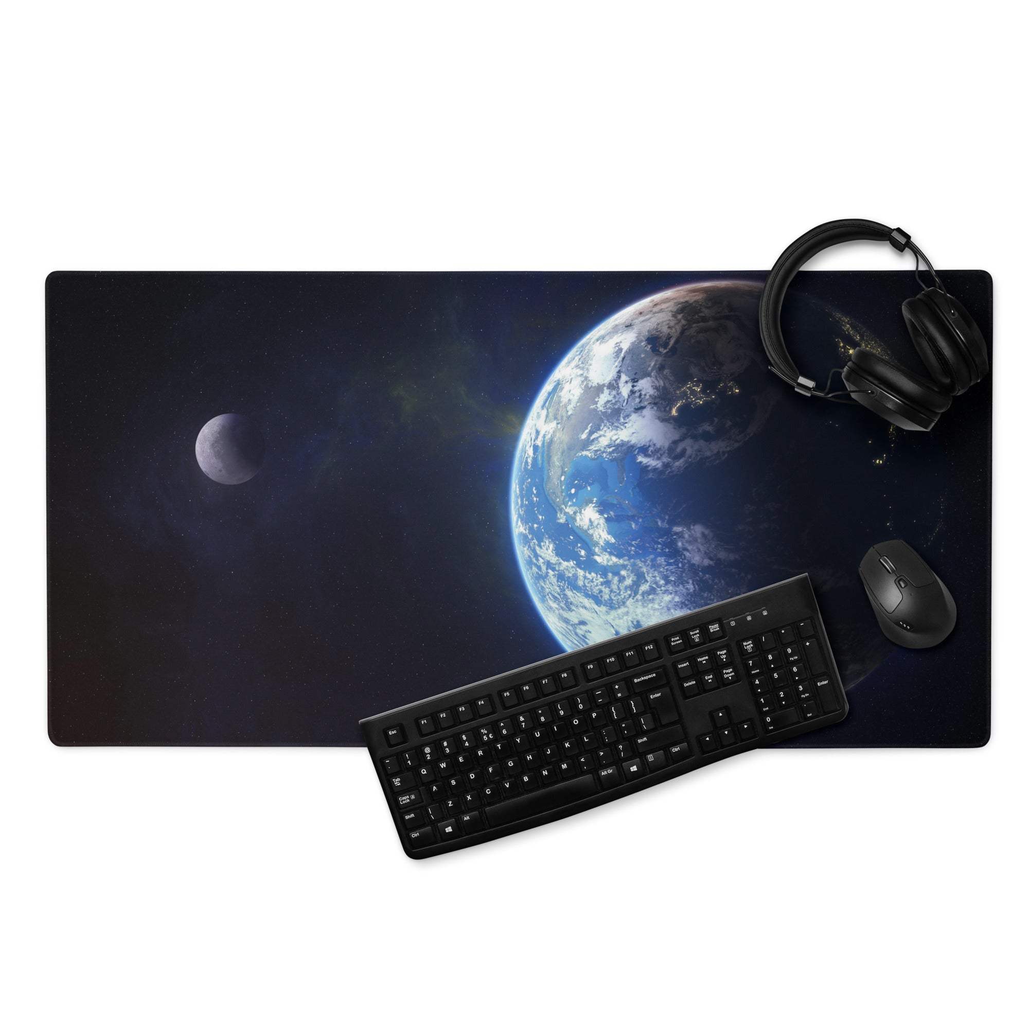 Epic space Earth from space gaming mouse pad with large non-slip surface