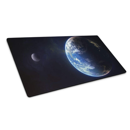 Black rectangular Epic Space gaming mousepad with Earth moon design