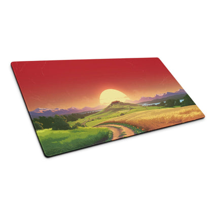 Vibrant sunset landscape rectangular gaming mouse pad with hills and mountains