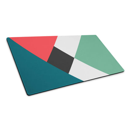 Modern geometric cutting board in teal coral mint non-slip multicolor design