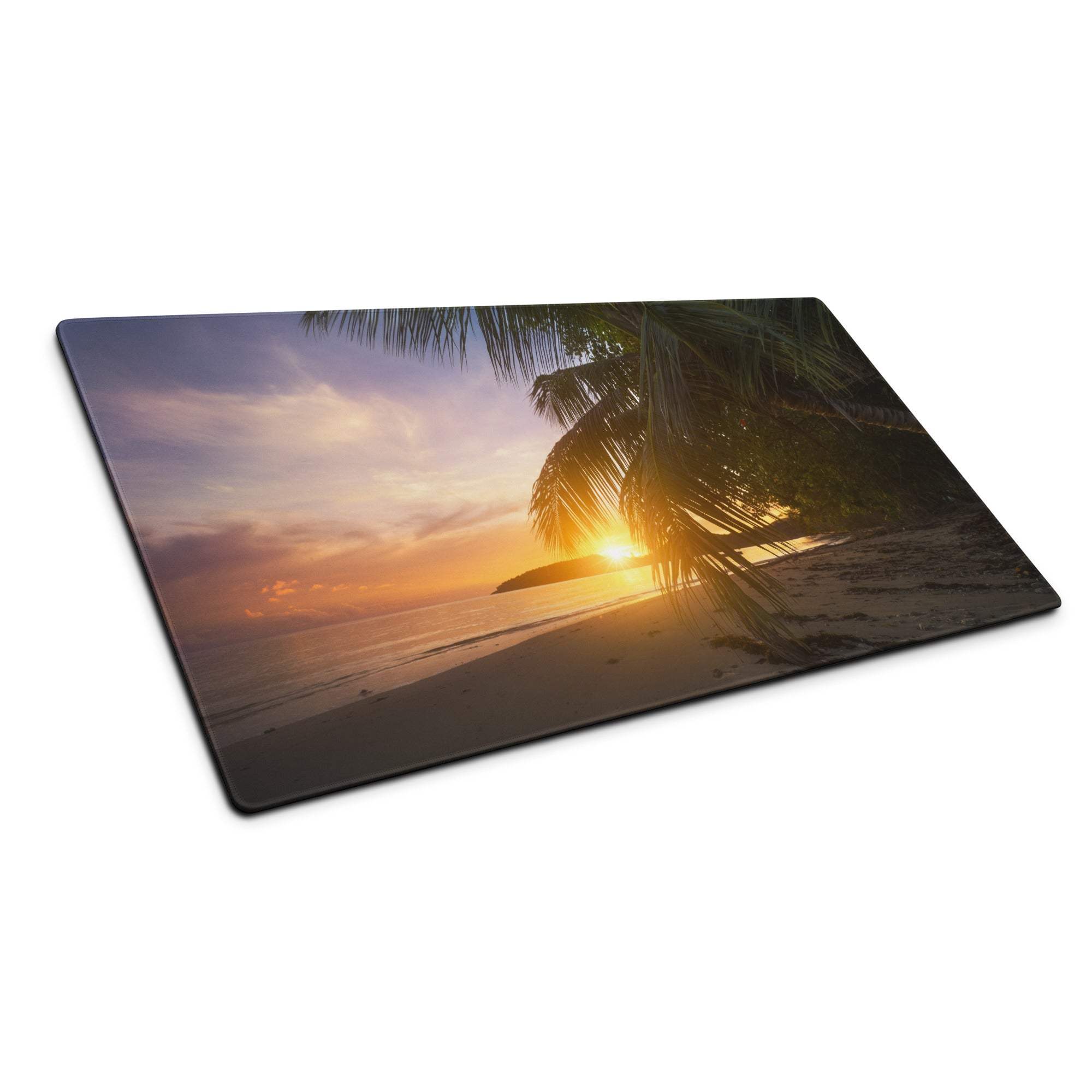 Beige gold sunset beach on rectangular glass cutting board