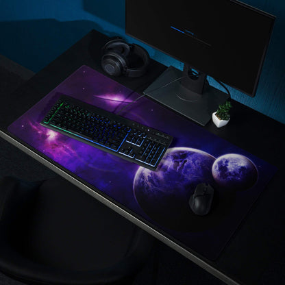 Cosmic Purple Nebula large gaming mouse pad with galaxy design