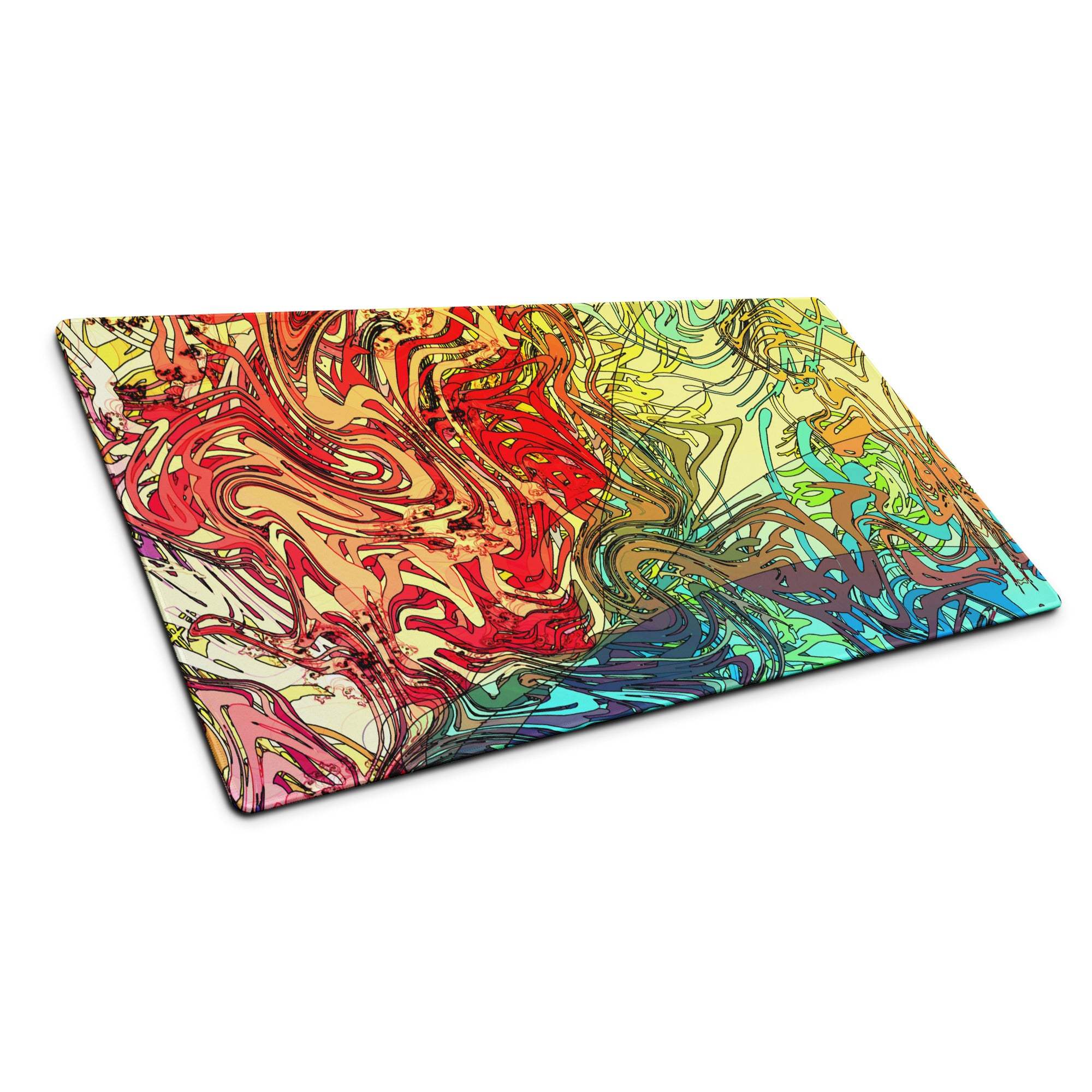 Vibrant abstract marble swirl cutting board mouse pad in red yellow blue green