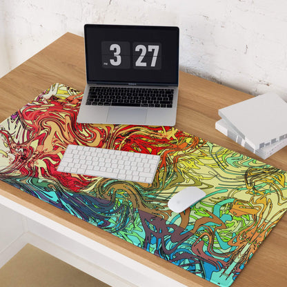 Vibrant abstract swirl colorful gaming mouse pad with large non-slip base