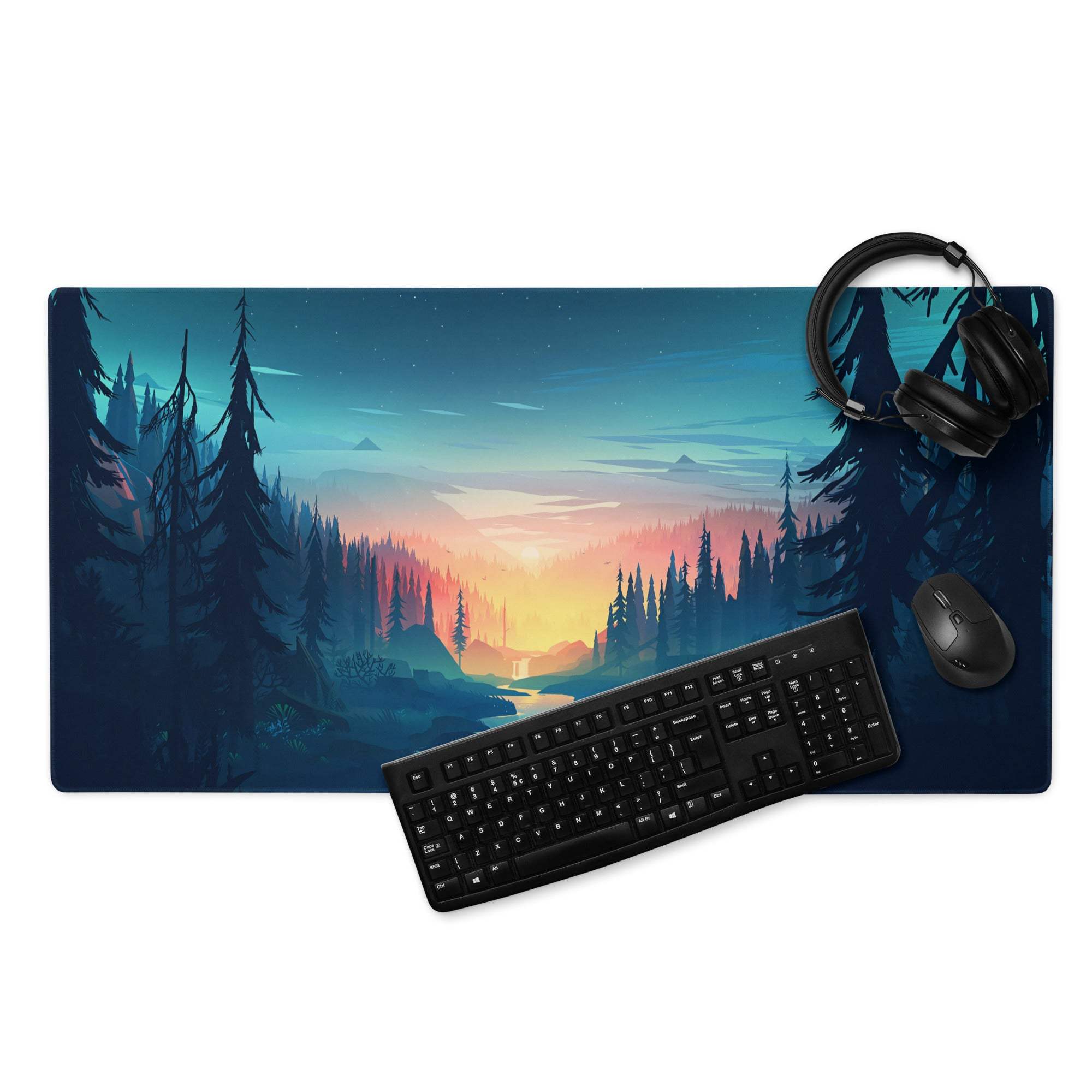 Forest Sunset Palette large gaming mouse pad with non-slip backing