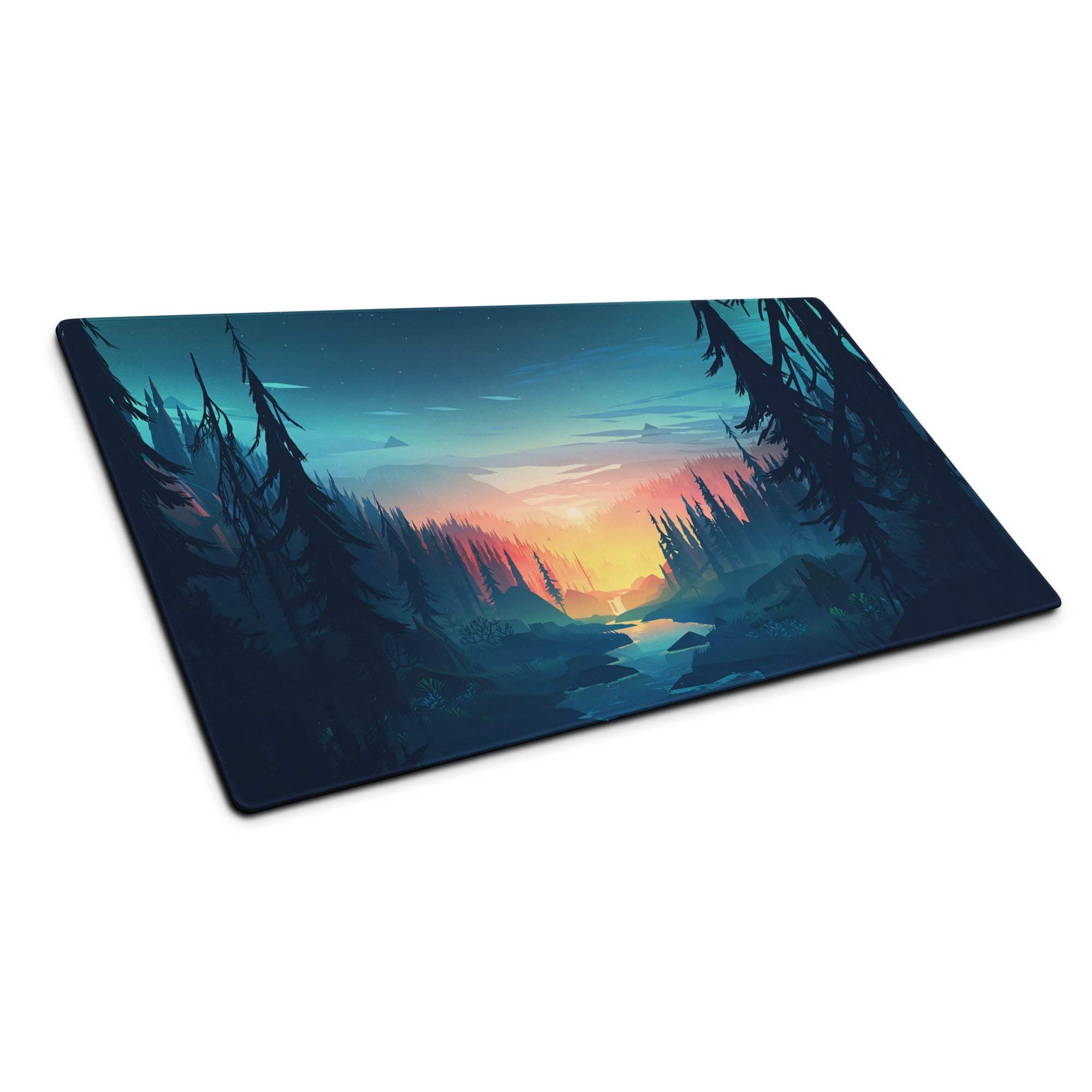 Large Forest Sunset Palette gaming mouse pad with non-slip backing