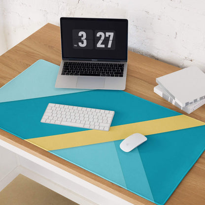 Sleek geometric teal yellow gaming mouse pad large non-slip stitched