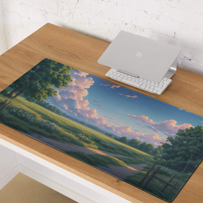Pastel sky anime landscape large gaming mouse pad with non-slip surface
