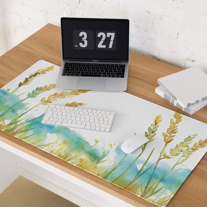 Watercolor golden wheat gaming mouse pad large non-slip desk mat