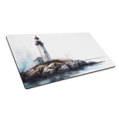 Watercolor lighthouse on rocky coast glass cutting board