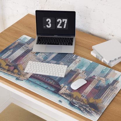 Vibrant urban skyline cityscape large gaming mouse pad with skyscrapers