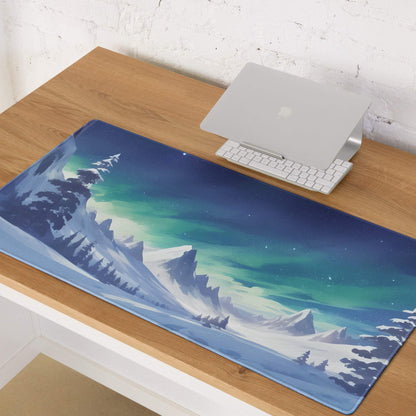 Epic Aurora Northern Lights snowy mountain gaming mousepad
