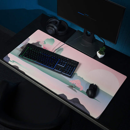 Pastel pink teal landscape gaming mousepad soft matte non-slip base