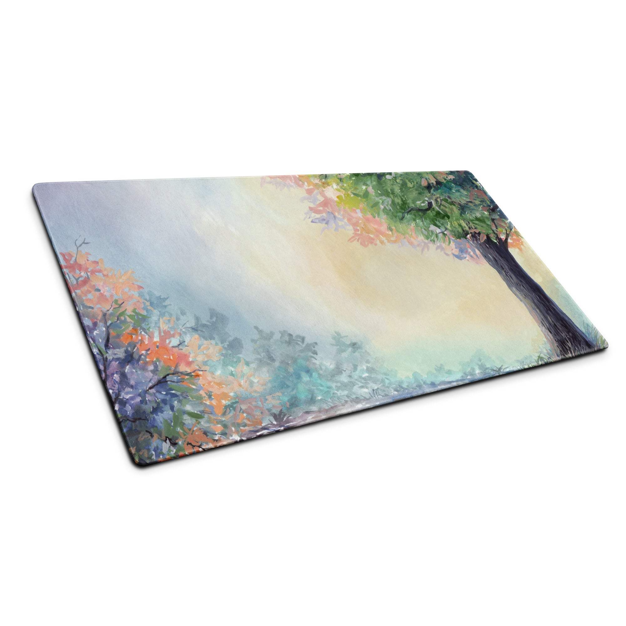 Watercolor forest autumn trees rectangular glass cutting board