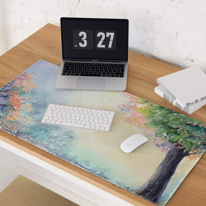 Watercolor forest tree autumn leaves large gaming mouse pad