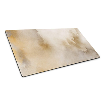 Beige gold watercolor rectangular placemat on large gaming mouse pad