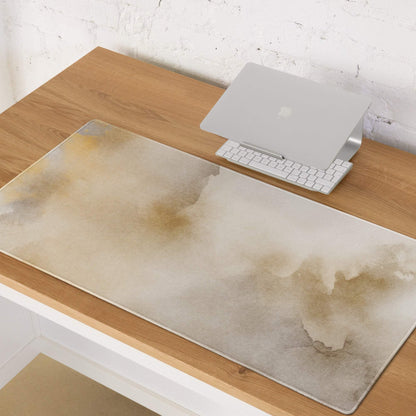 Watercolor abstract beige sepia gaming mouse pad, large non-slip translucent mat