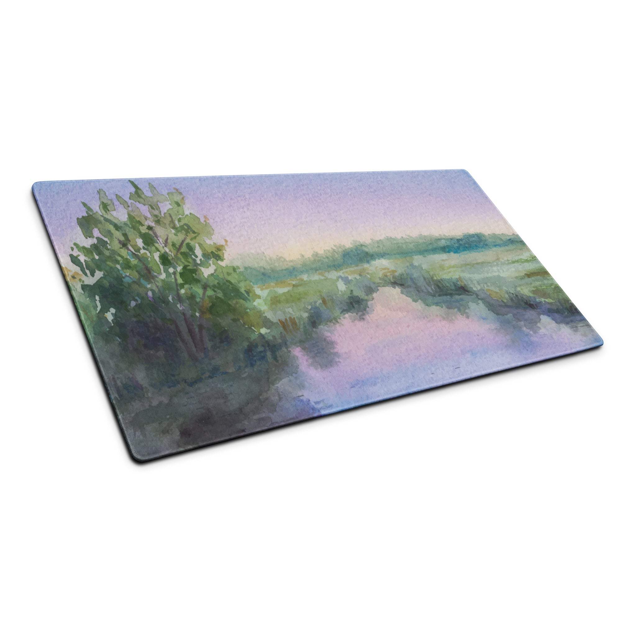 Rectangular glass cutting board with watercolor landscape mouse pad design