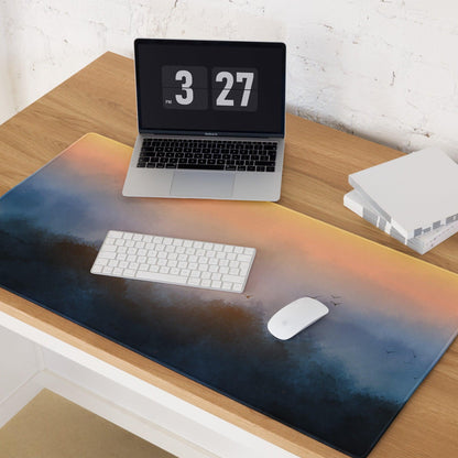 Large sunrise fog landscape gaming mouse pad with gradient sky design