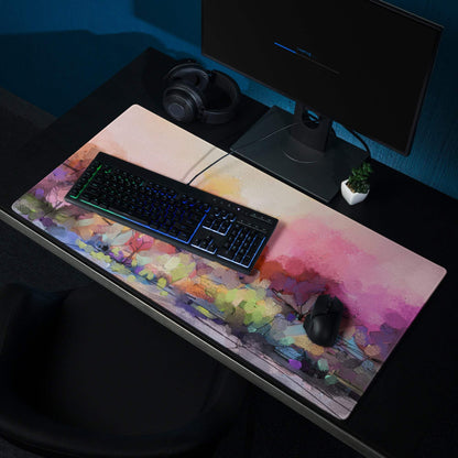 Vibrant abstract watercolor gaming mouse pad large with non-slip base