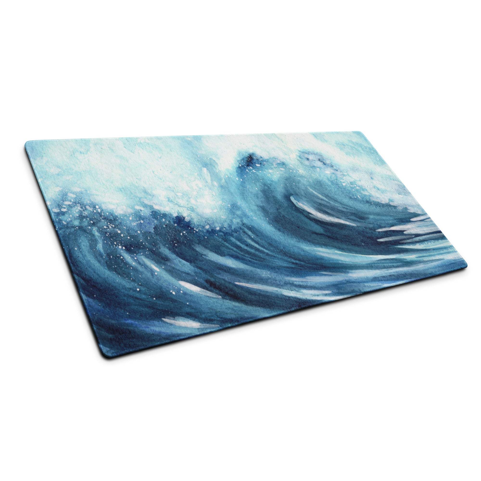 Blue ocean wave rectangular cutting board with glossy finish