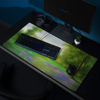 Green purple forest gaming mousepad glossy finish large non-slip stitched