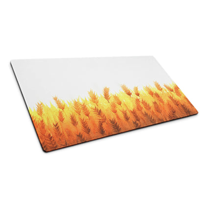 Autumn Leaves large gaming mouse pad with watercolor wheat field design