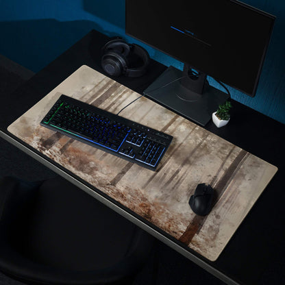 Watercolor forest moody browns rustic wood grain large gaming mouse pad
