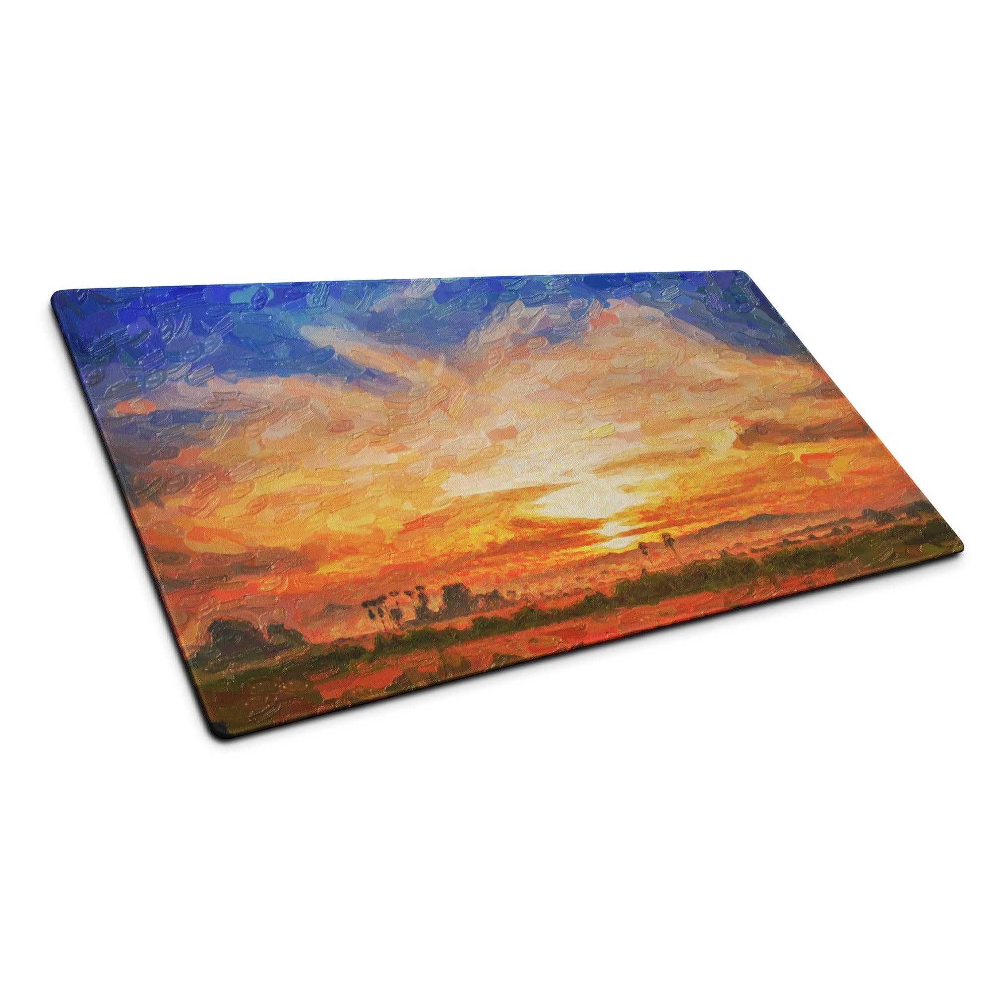 Vibrant impressionist sunset landscape rectangular cutting board