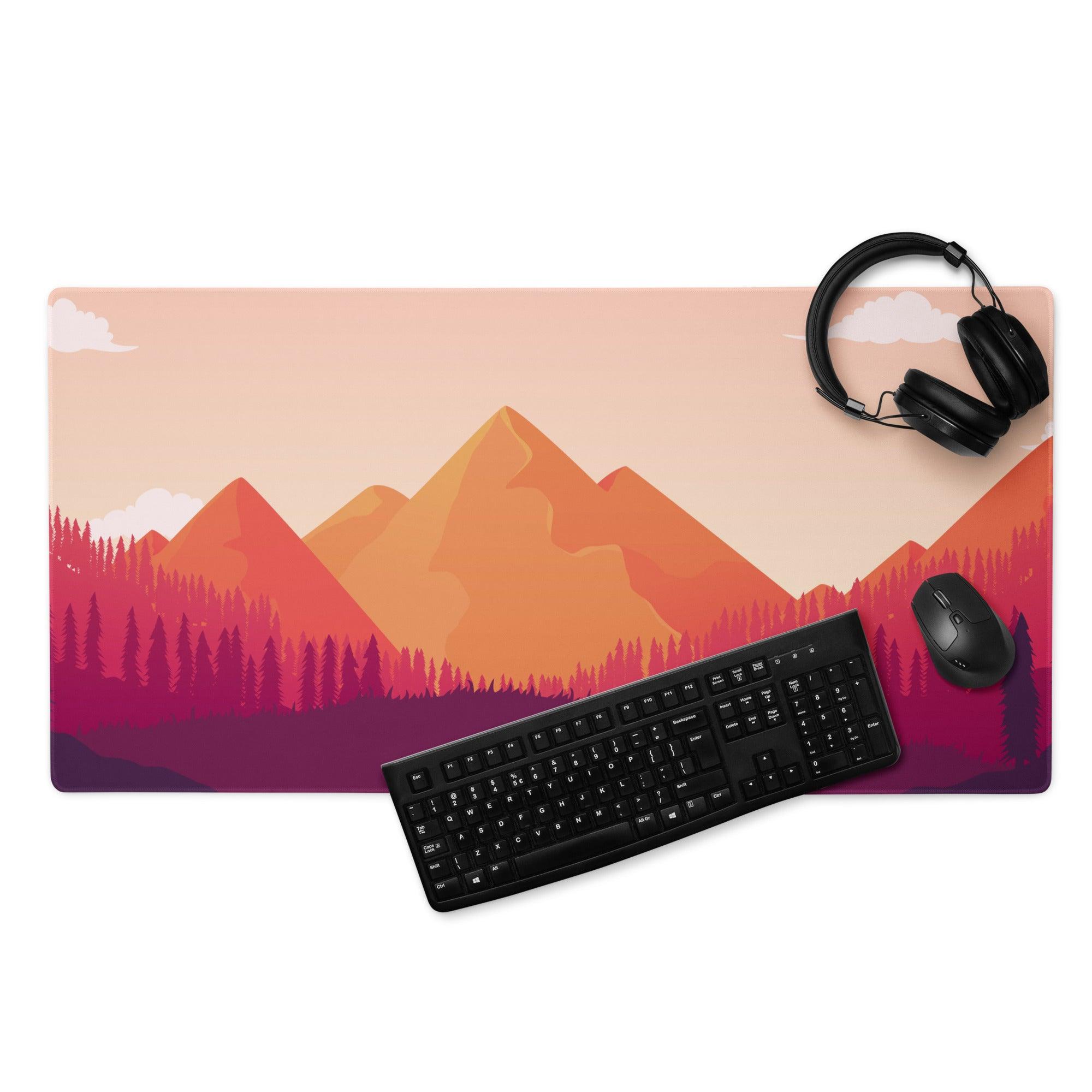 Sunset Mountain gradient gaming mouse pad with non-slip backing