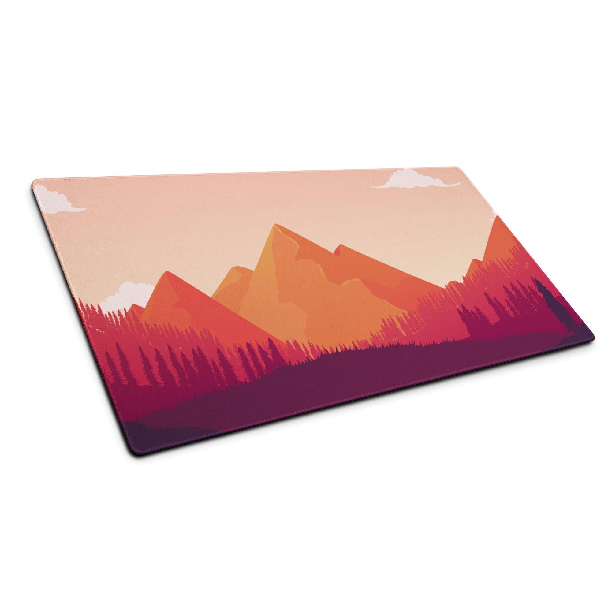 Sunset Mountain gradient gaming mouse pad with non-slip backing