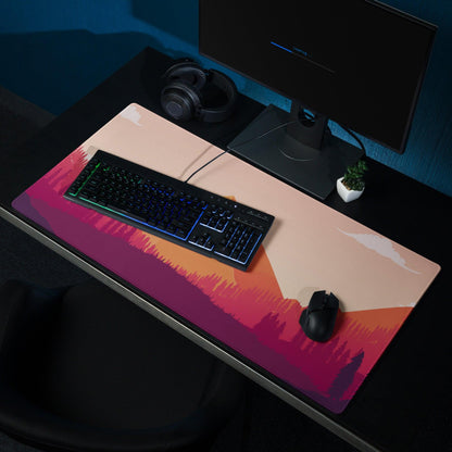 Sunset mountain gradient gaming mouse pad with non-slip backing