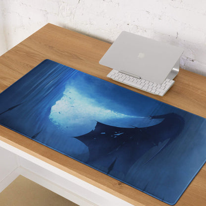 Blue ocean manta ray gaming mousepad with dragon nightfall design