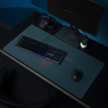 Teal gaming mousepad with red laser pattern on Red Sunset navy design