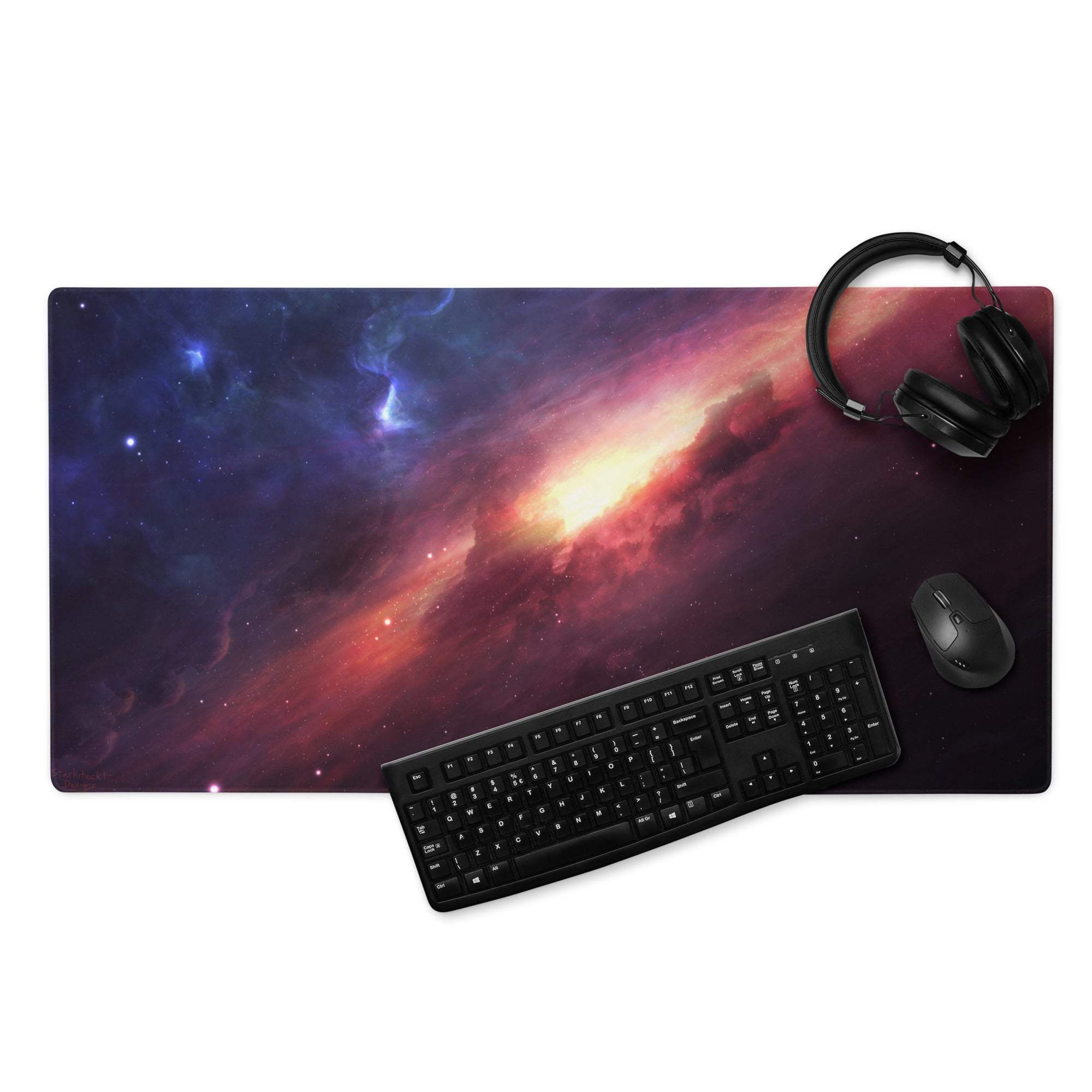 Cosmic galaxy nebula gaming mouse pad with vibrant aurora design